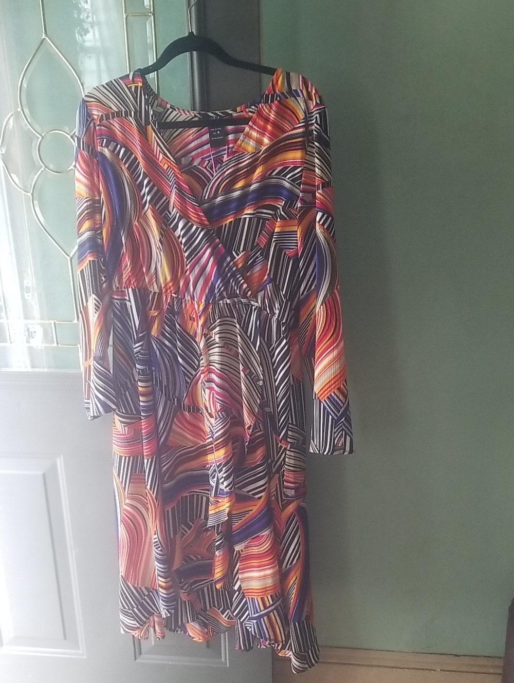 Midnight Velvet Multicolor Striped V-Neck Dress